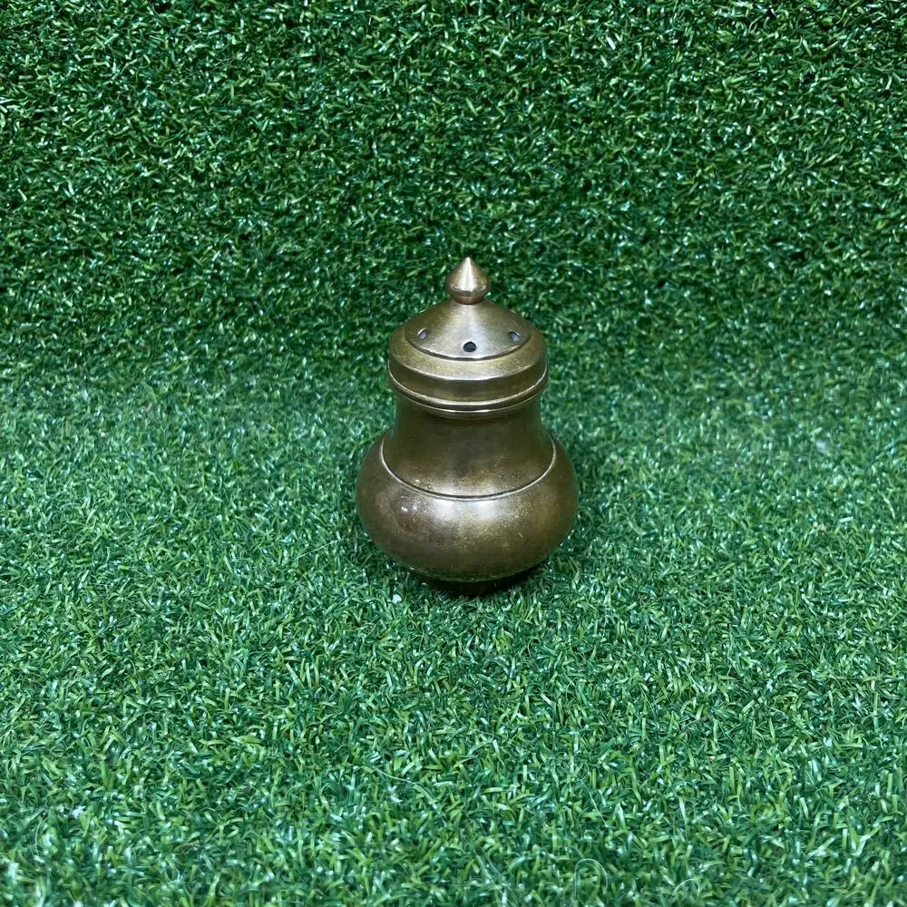 Vintage Salt Pepper Shakers Brass Urn Shape Small Screw Off Lids